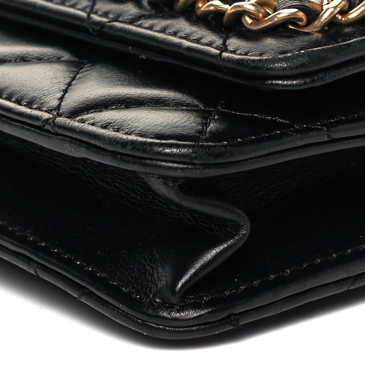 Chanel Lambskin Quilted Chain Around Wallet On Chain WOC Black 9 of 9