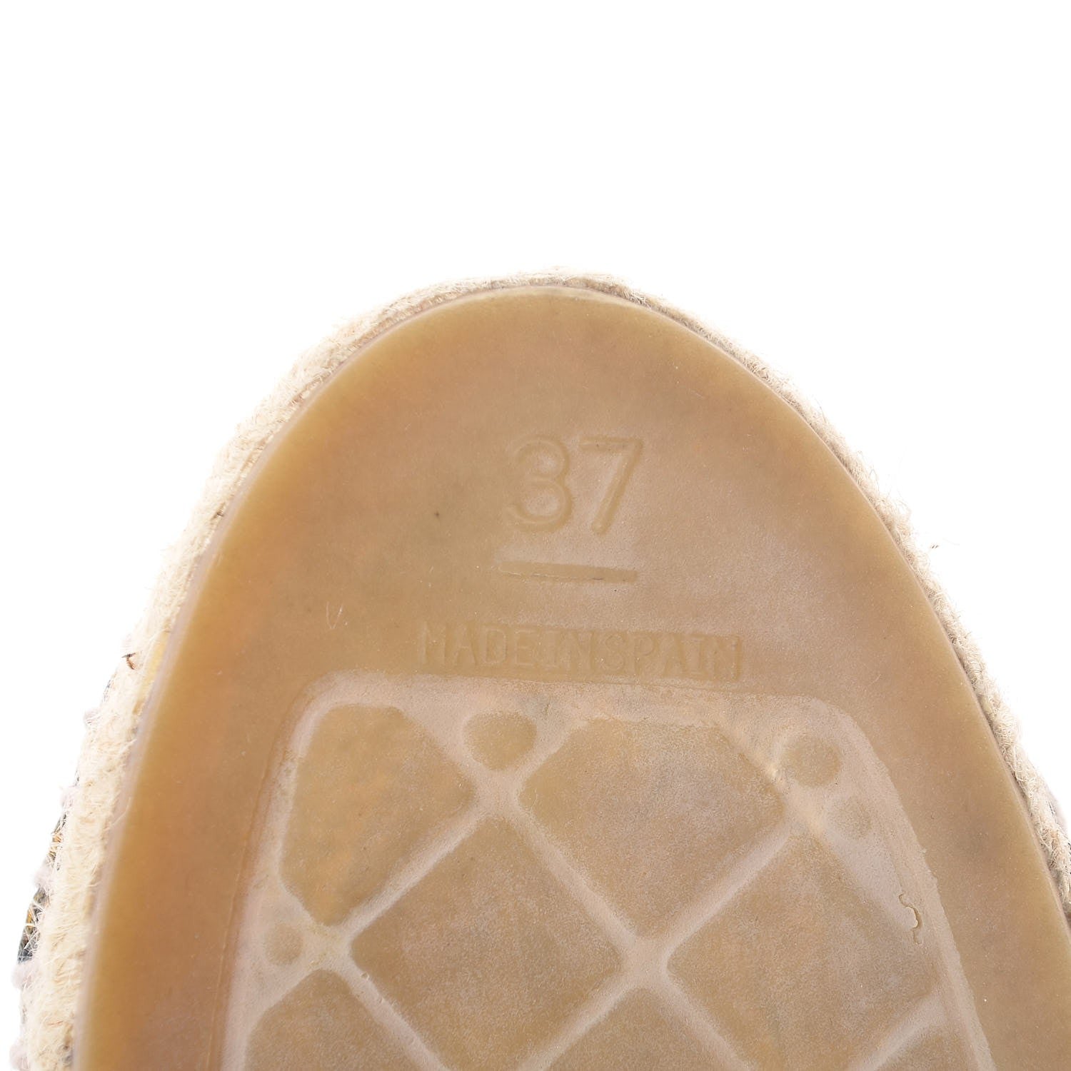 Chanel Crackled Calfskin Espadrilles 37 Light Beige Black 8 of 11