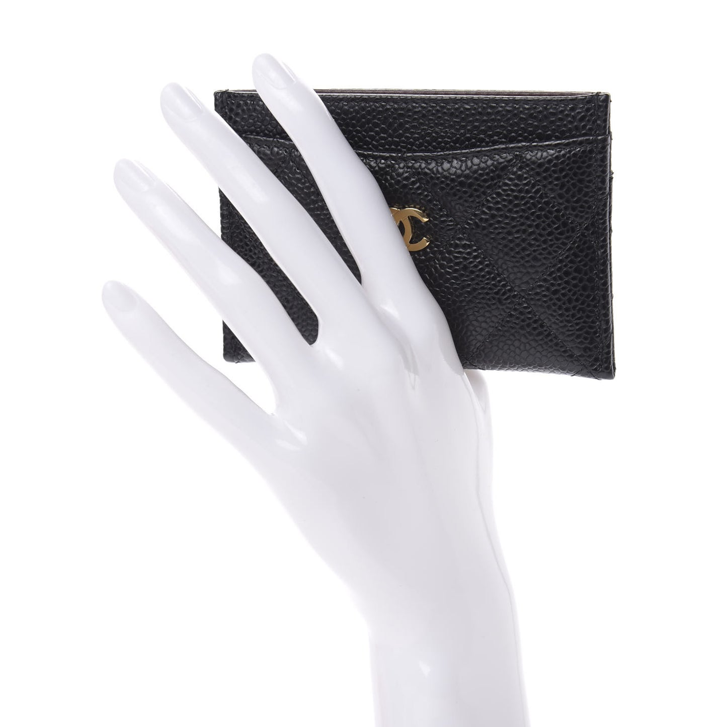 Caviar Quilted Card Holder Black