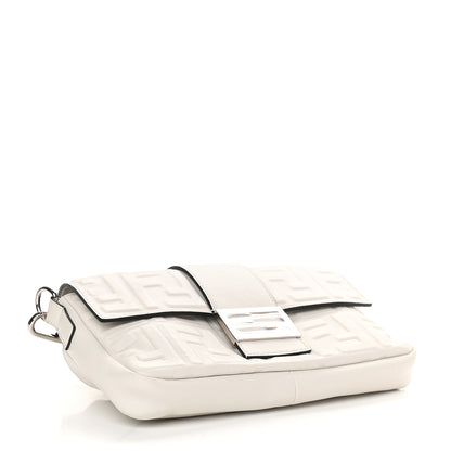 Fendi Nappa FF 1974 Embossed Belt Baguette Bag White 4 of 9