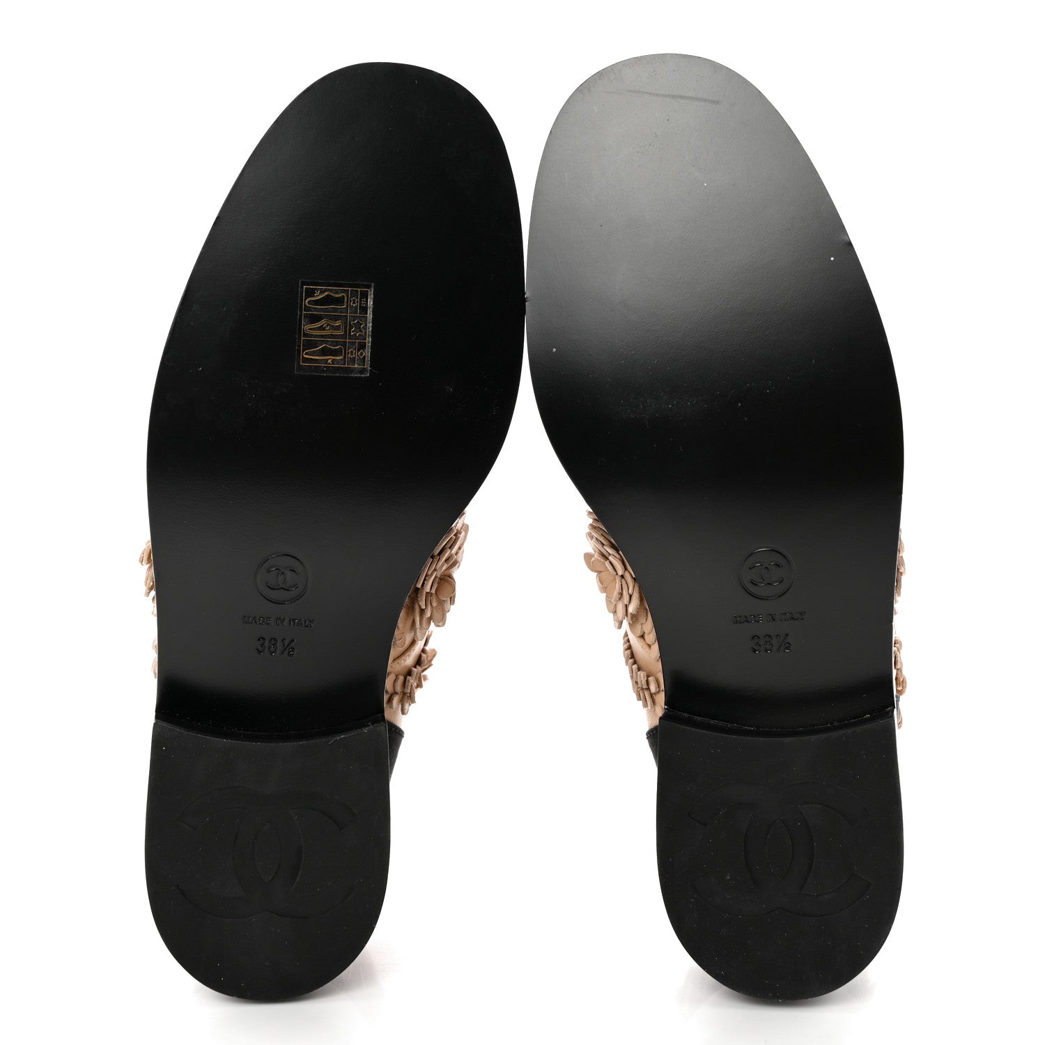 Chanel Embroidered Lambskin Grosgrain Lace Up Boots 38.5 Beige Black 5 of 15