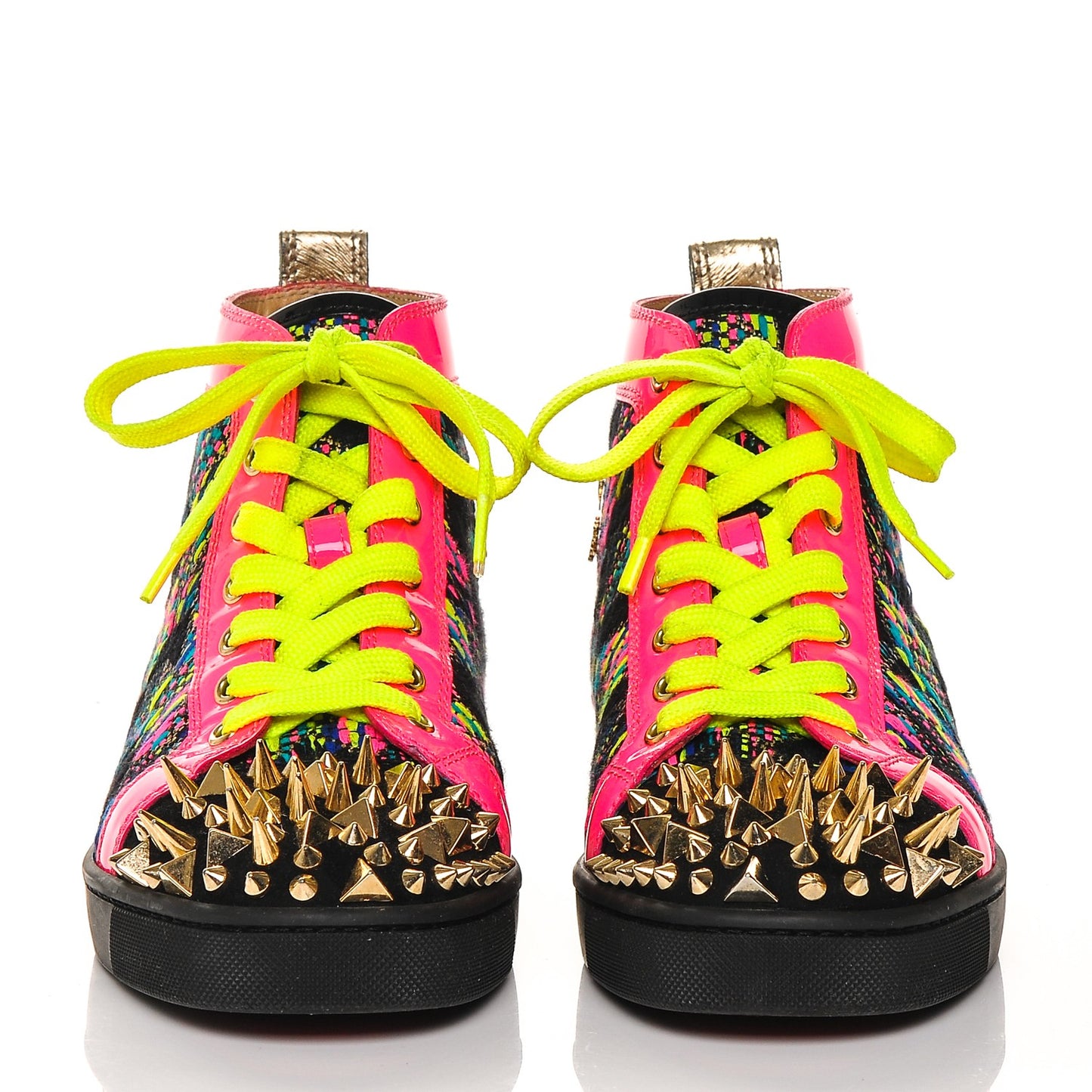 CHRISTIAN LOUBOUTIN Mens Tweed Patent Louis Pik Pik Orlato Flat Spikes Sneakers 39 Multicolor