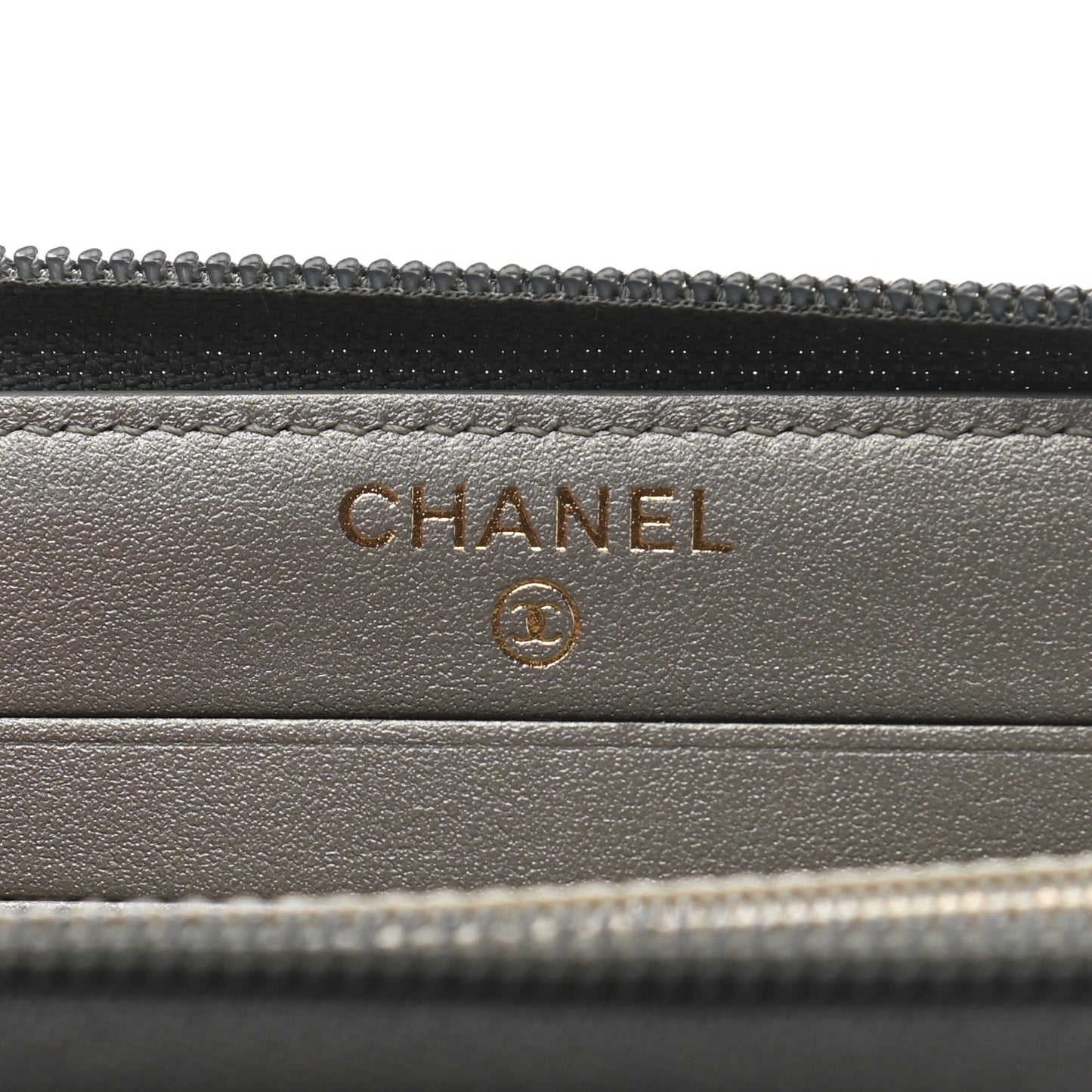 Cracked Metallic Calfskin Quilted Medium Boy Zip Around Wallet Dark Silver
