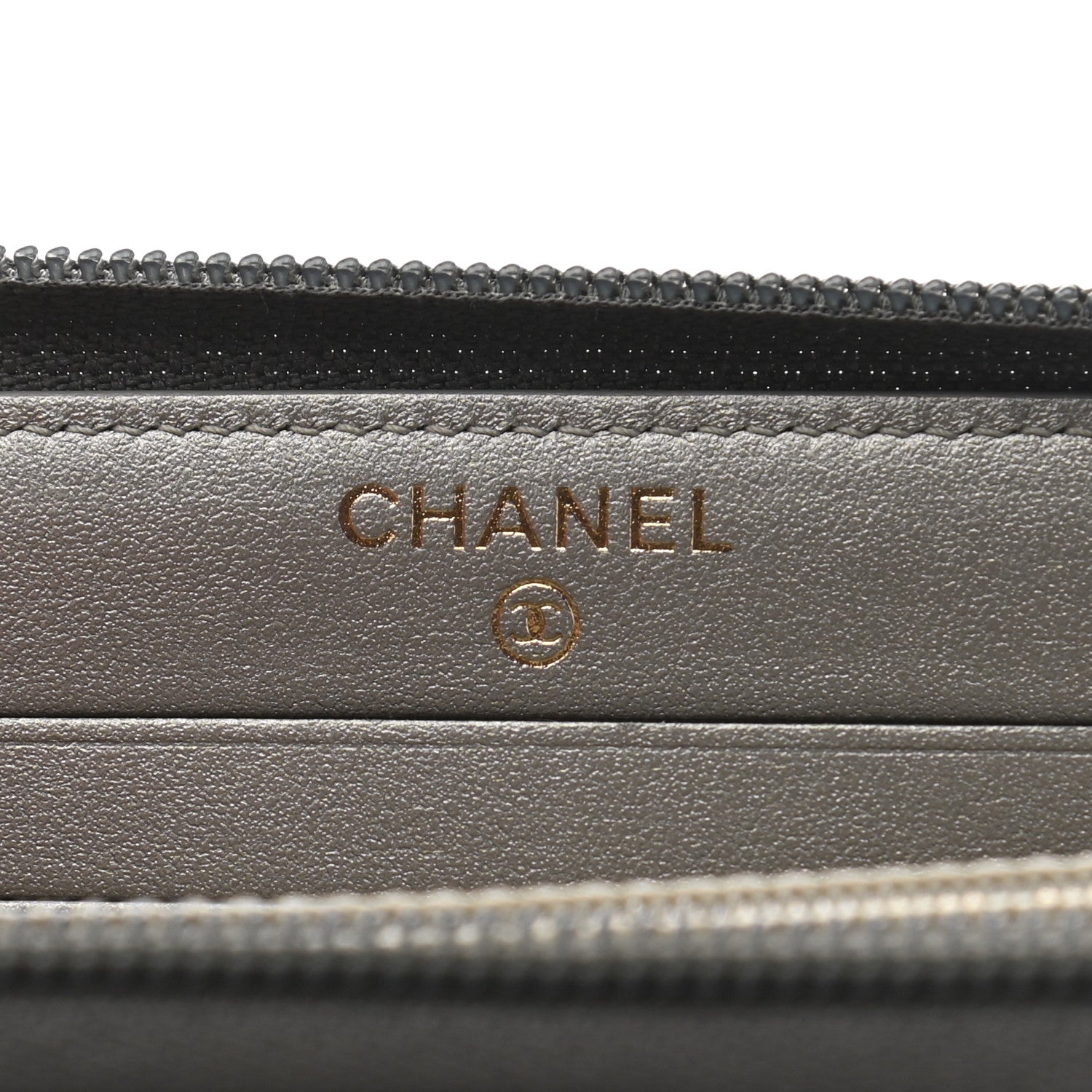 Chanel Cracked Metallic Calfskin Quilted Medium Boy Zip Around Wallet Dark Silver 11 of 18