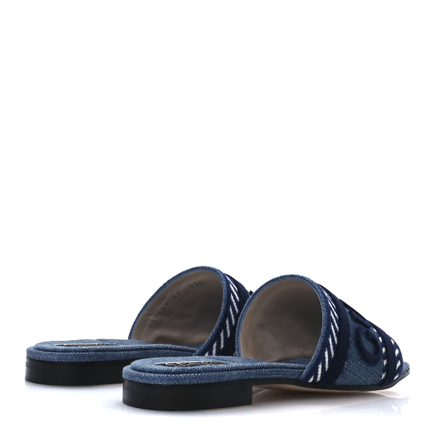Plain Spain Denim Logo Slide Sandals 37 Light Blue