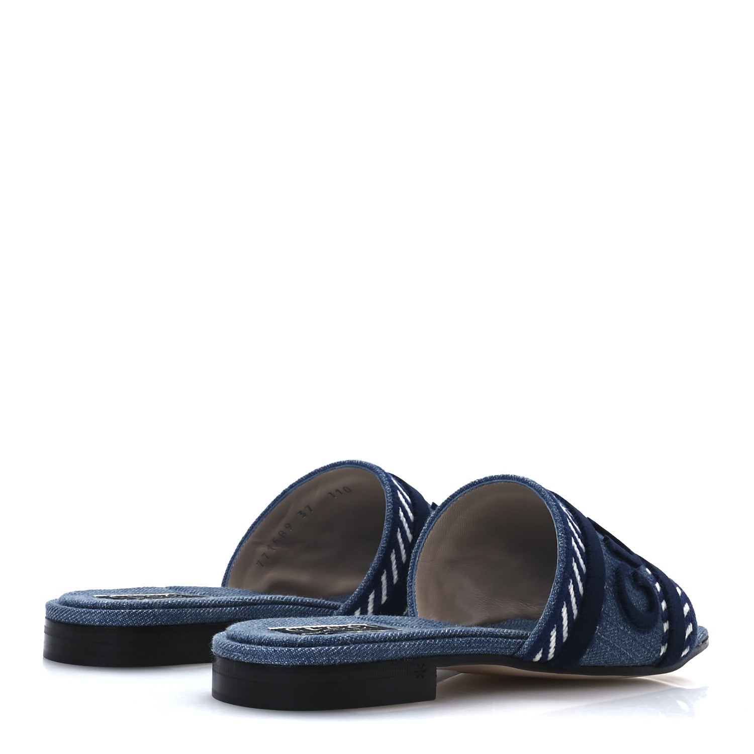 Gucci Plain Spain Denim Logo Slide Sandals 37 Light Blue 5 of 9