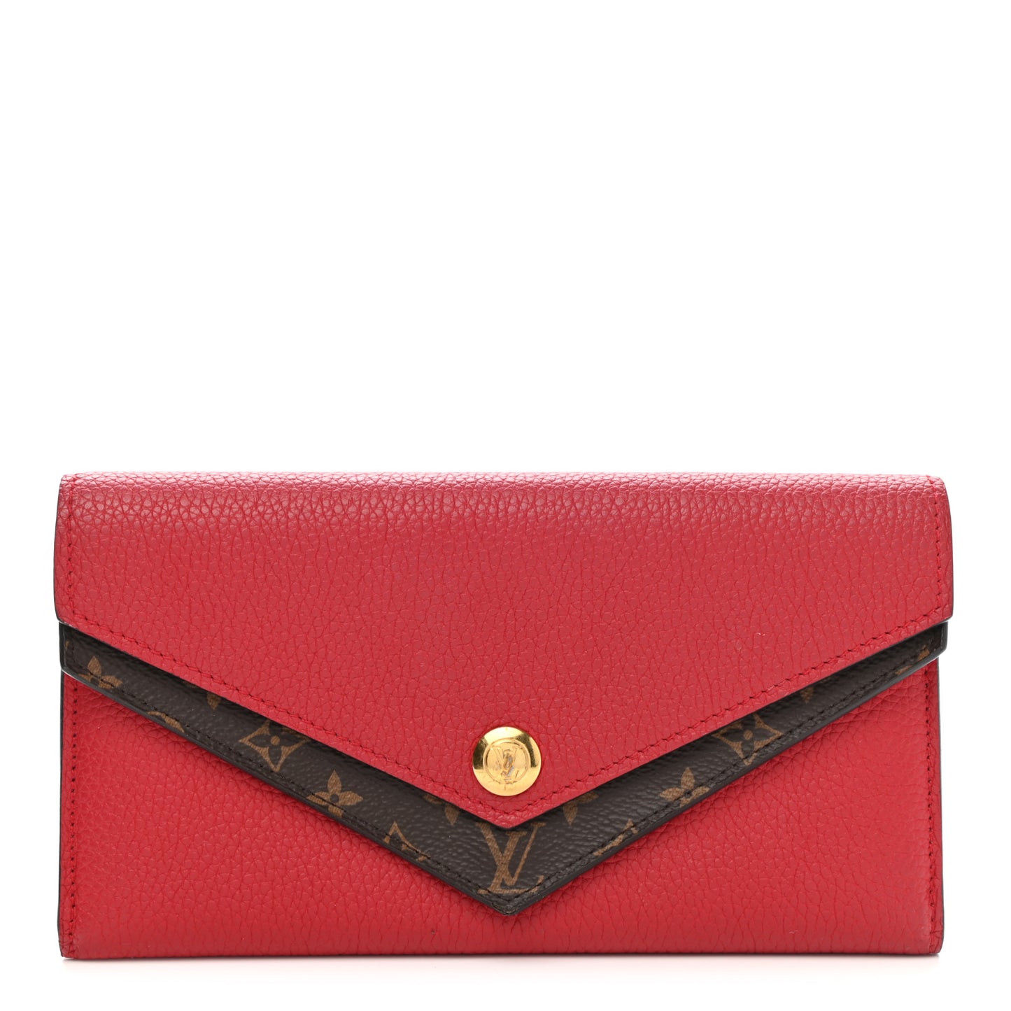 Calfskin Double V Wallet Rubis