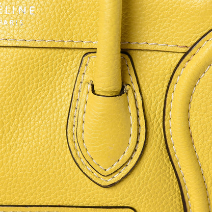 Celine Drummed Calfskin Nano Luggage Citron 15 of 16