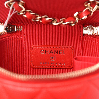 Chanel Caviar Quilted Mini Vanity Case With Chain Red 6 of 11