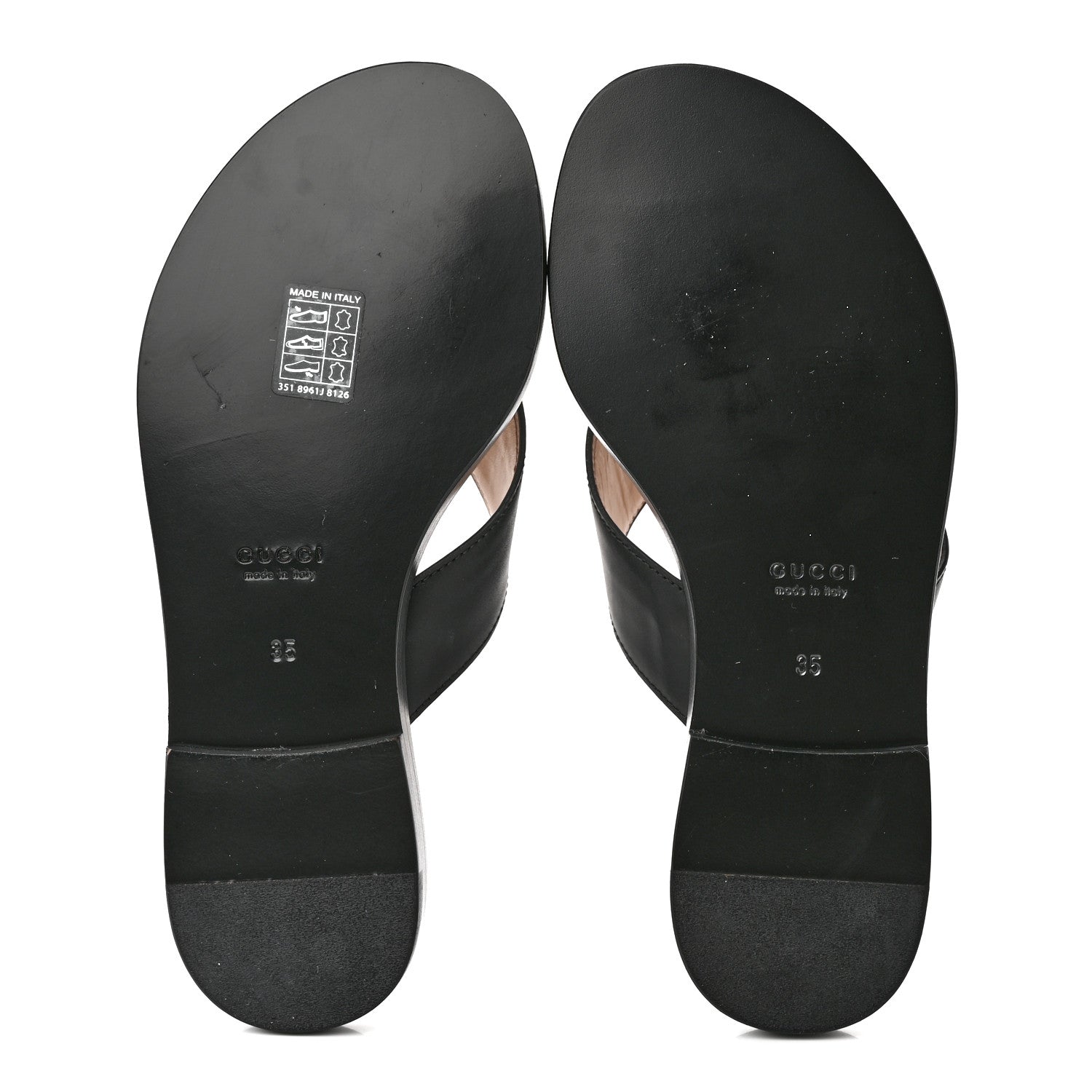 Gucci Lifford Calfskin GG Monogram Embossed Interlocking G 5mm Thong Sandals 35 Black 5 of 7