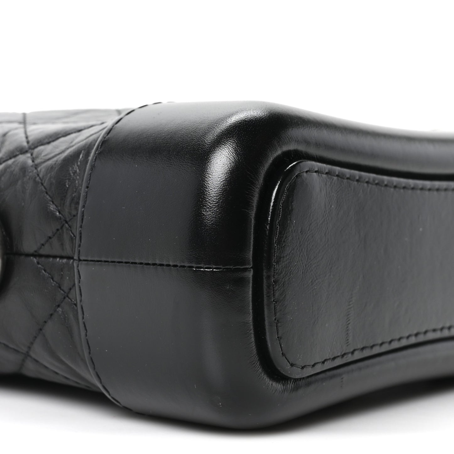 Aged Calfskin Quilted Small Gabrielle Logo Hobo Black