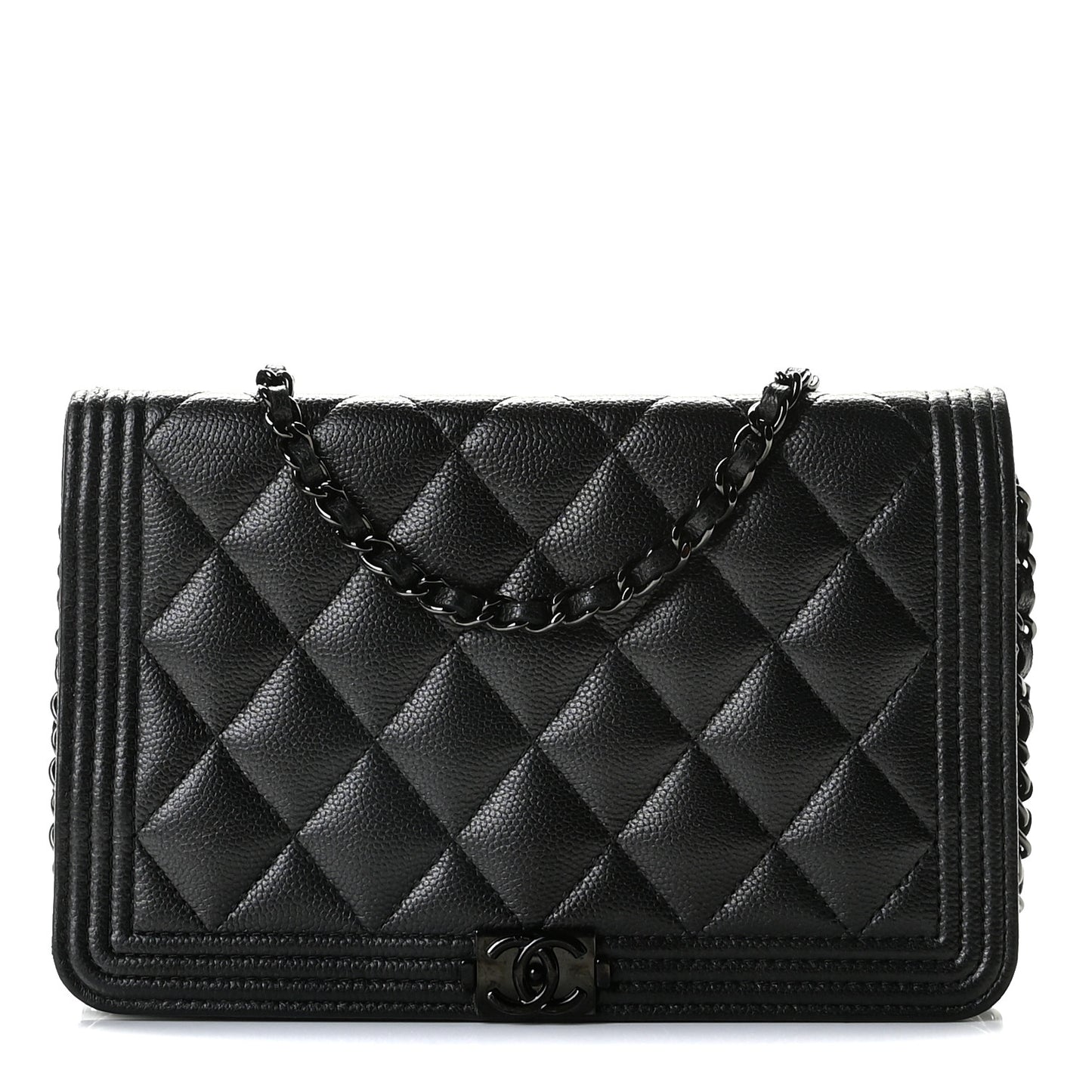 Caviar Quilted Boy Wallet On Chain WOC So Black