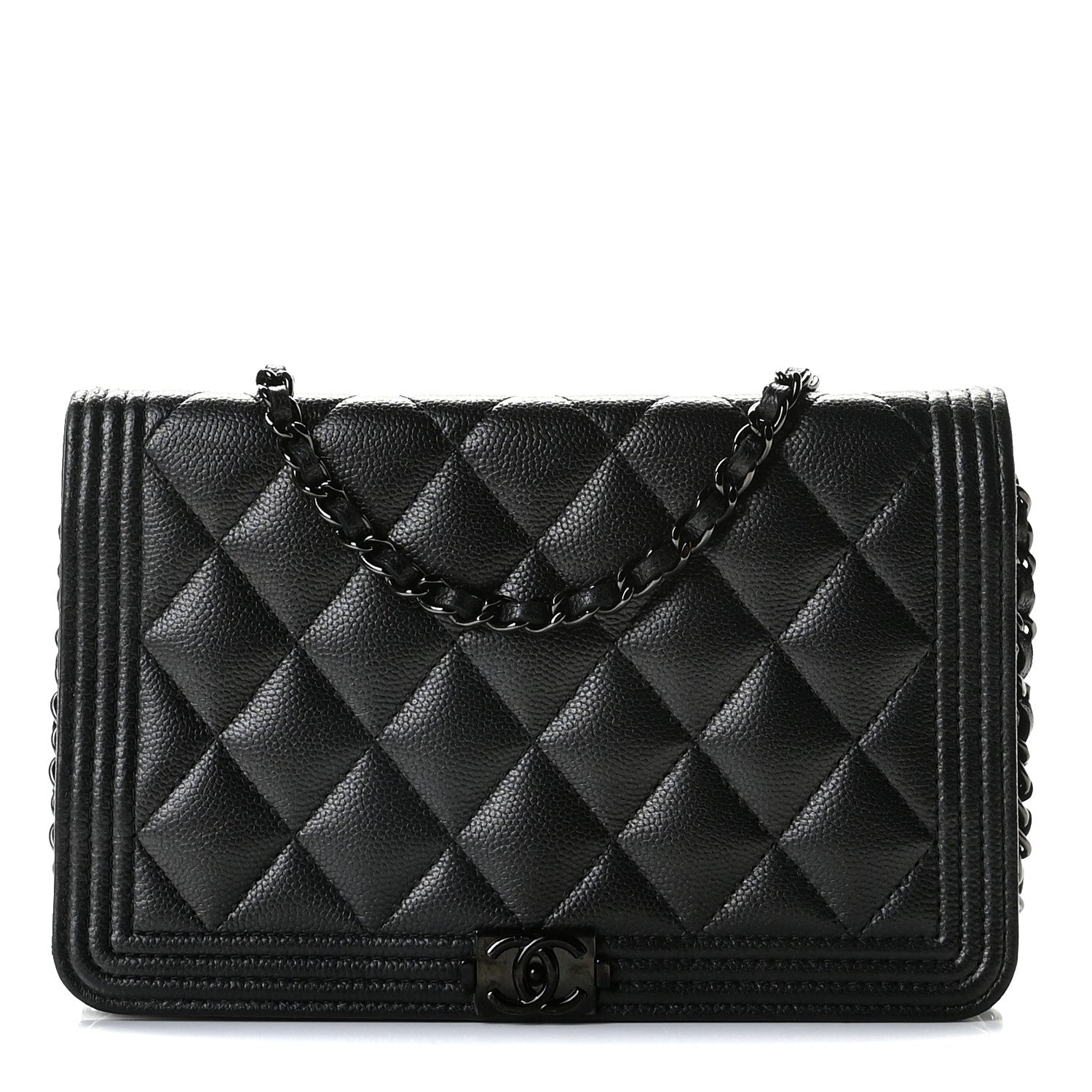 Chanel Caviar Quilted Boy Wallet On Chain WOC So Black 1 of 13