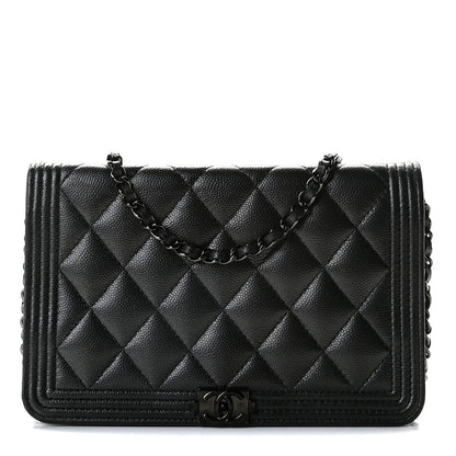 Chanel Caviar Quilted Boy Wallet On Chain WOC So Black 1 of 13