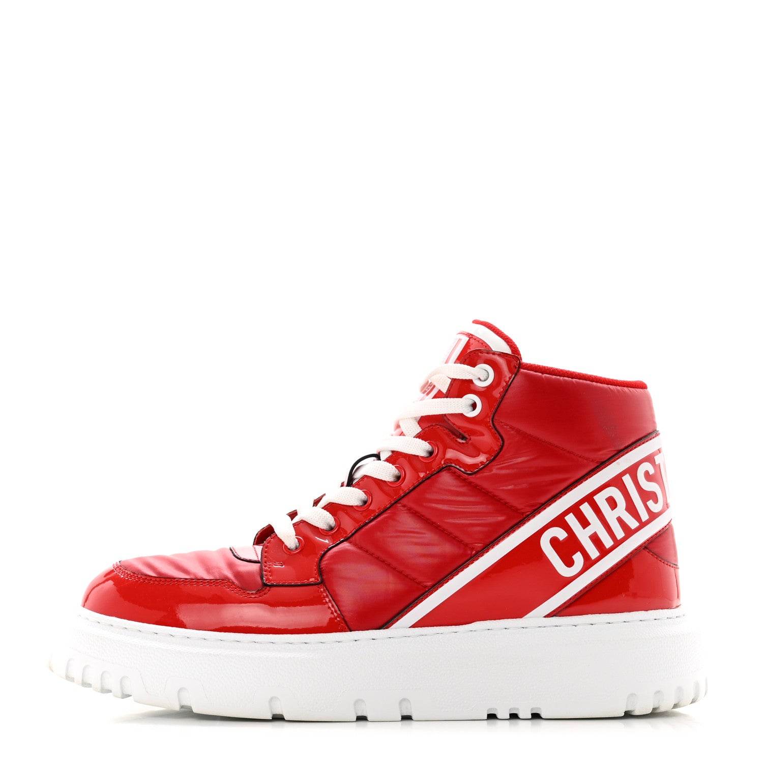 Christian Dior Nylon Fabric Womens D-Player High Top Sneakers 38.5 Red 1 of 9