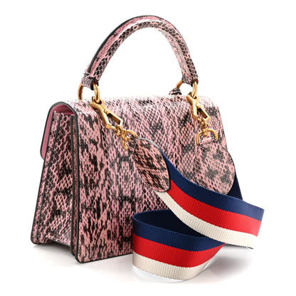 Gucci Snakeskin Sylvie Web Small Queen Margaret Top Handle Bag Pink 3 of 10