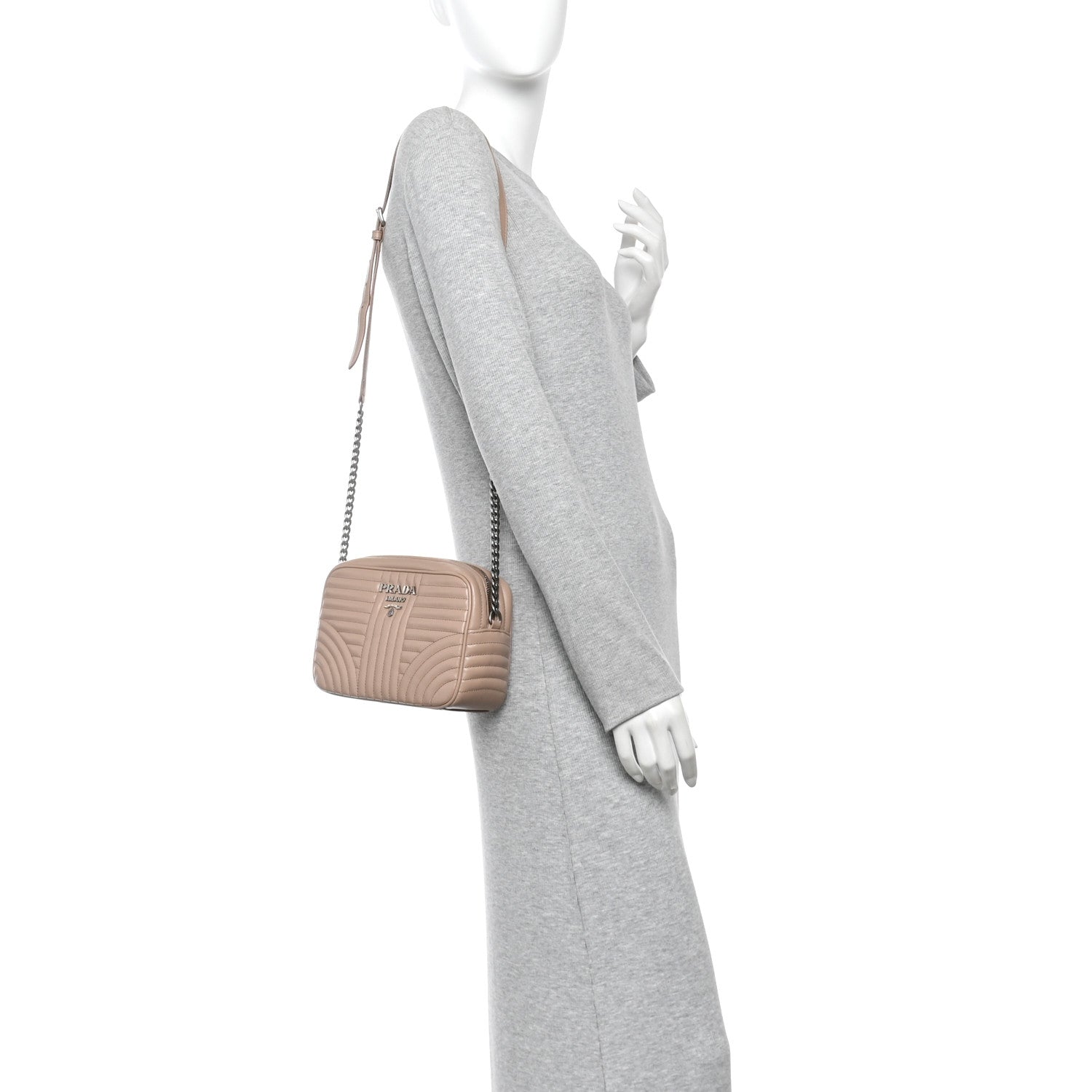 Prada Soft Calfskin Diagramme Camera Bag Cipria 2 of 11