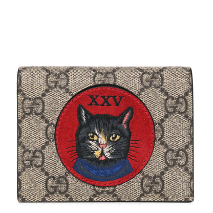 Gucci Soft GG Supreme Monogram Mystic Cat Card Case Wallet 1 of 4