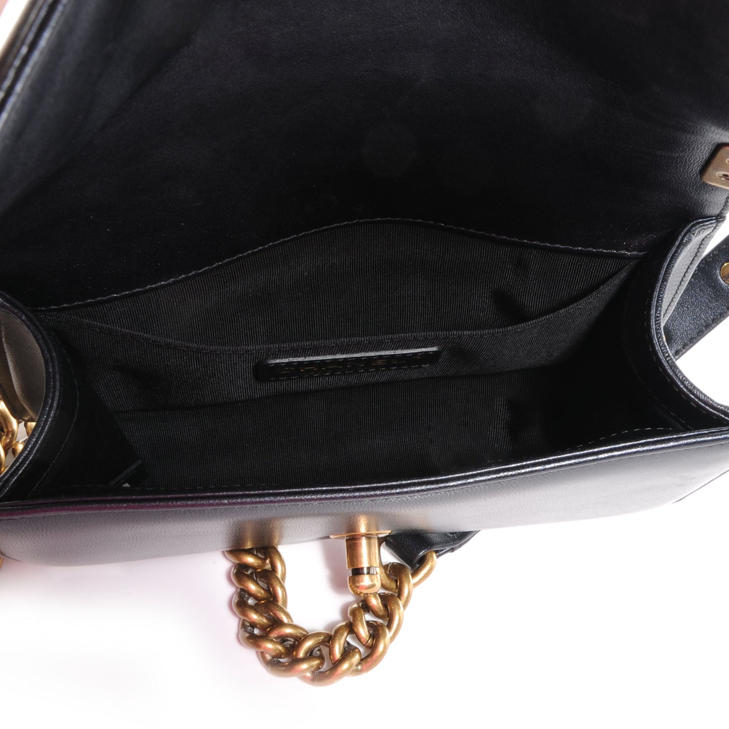 Lambskin Quilted Small Boy Flap Black