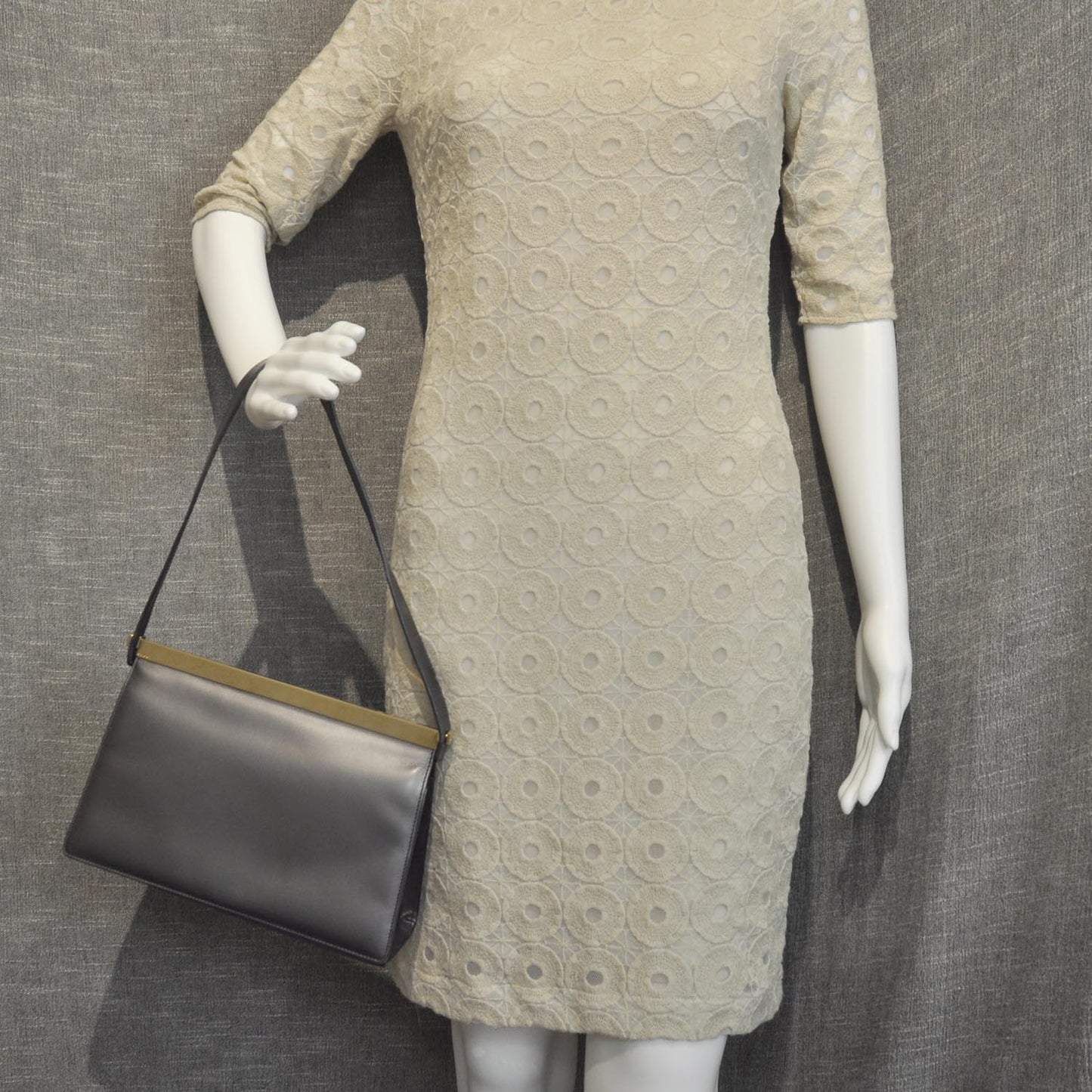 Leather Shoulder Bag Gunmetal