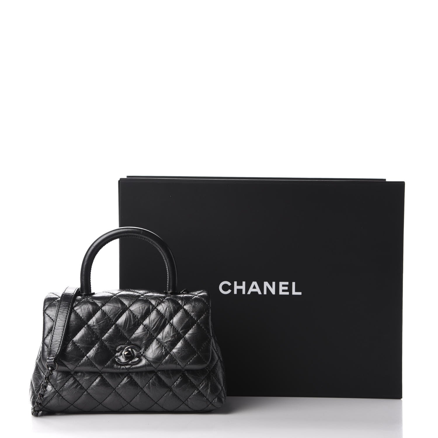 Chanel Aged Calfskin Quilted Mini Coco Handle Flap So Black 12 of 12