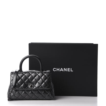 Chanel Aged Calfskin Quilted Mini Coco Handle Flap So Black 12 of 12
