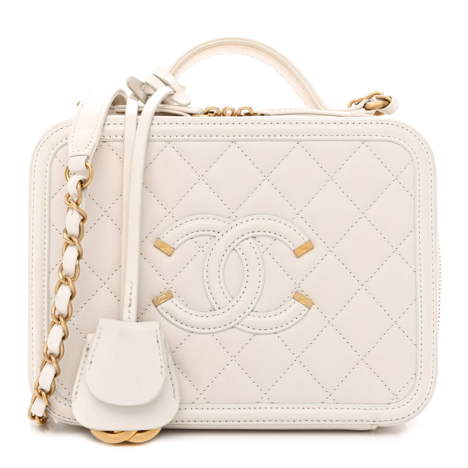 Chanel Caviar Quilted Medium CC Filigree Vanity Case White 1 of 10