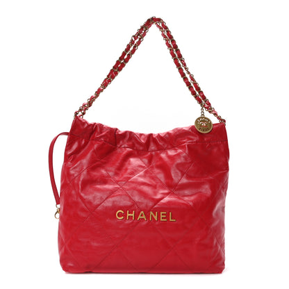 Chanel Shiny Calfskin Quilted Small Chanel 22 Red 1 of 11