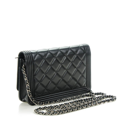 Chanel Lambskin Quilted Boy Wallet On Chain WOC Black 3 of 8