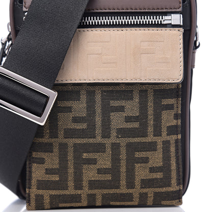 Fendi Nylon Fabric Jacquard Chamois FF 1974 Medium Crossbody Messenger Black Nuvola 7 of 9