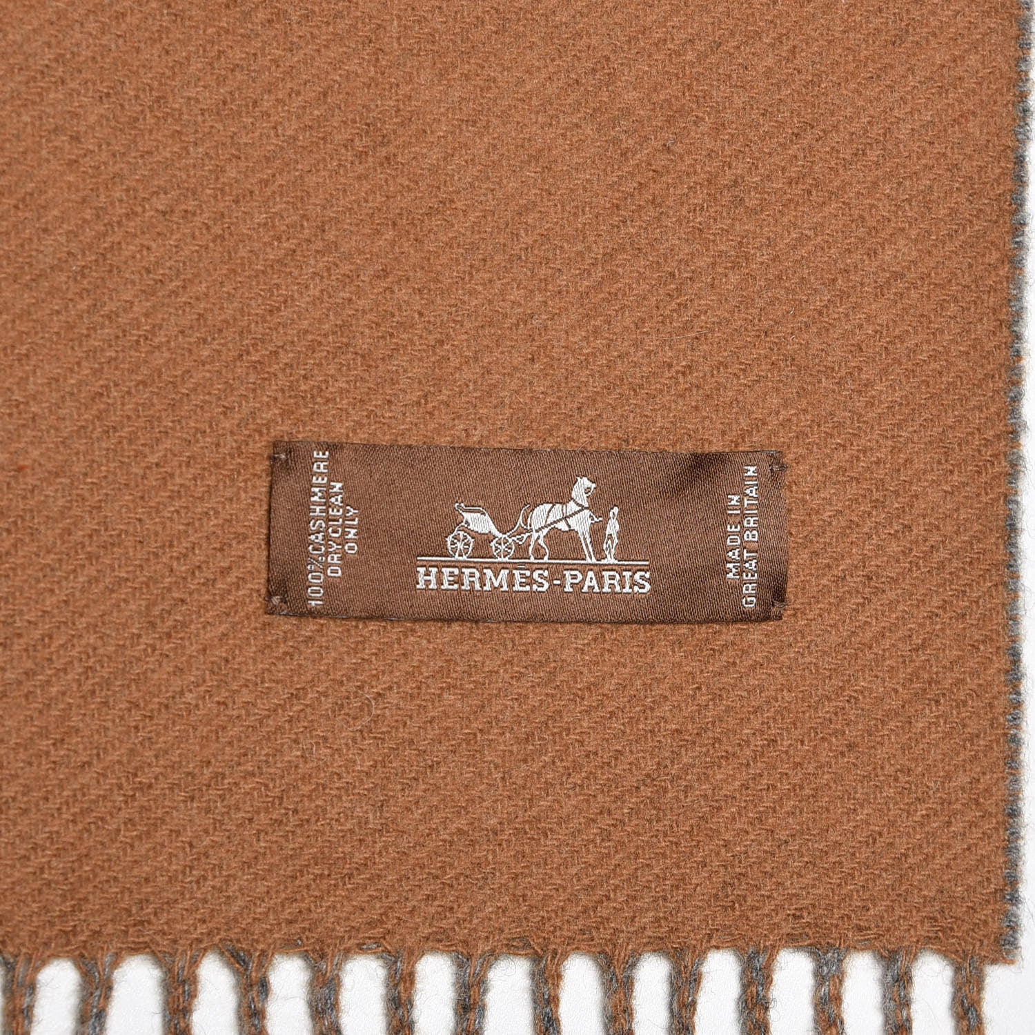 Hermes Cashmere Casaque Stole Gris Chine Camel 4 of 4