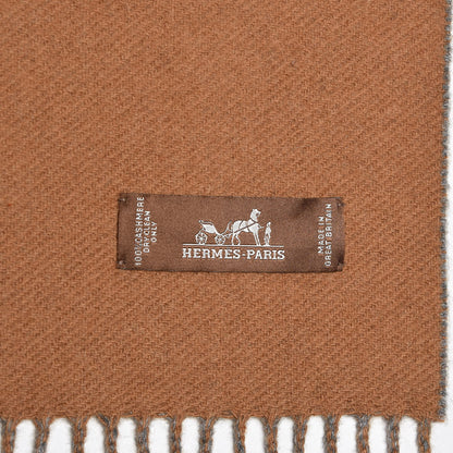 Hermes Cashmere Casaque Stole Gris Chine Camel 4 of 4