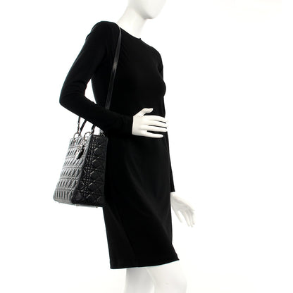Christian Dior Lambskin Cannage Large Lady Dior Black 2 of 9