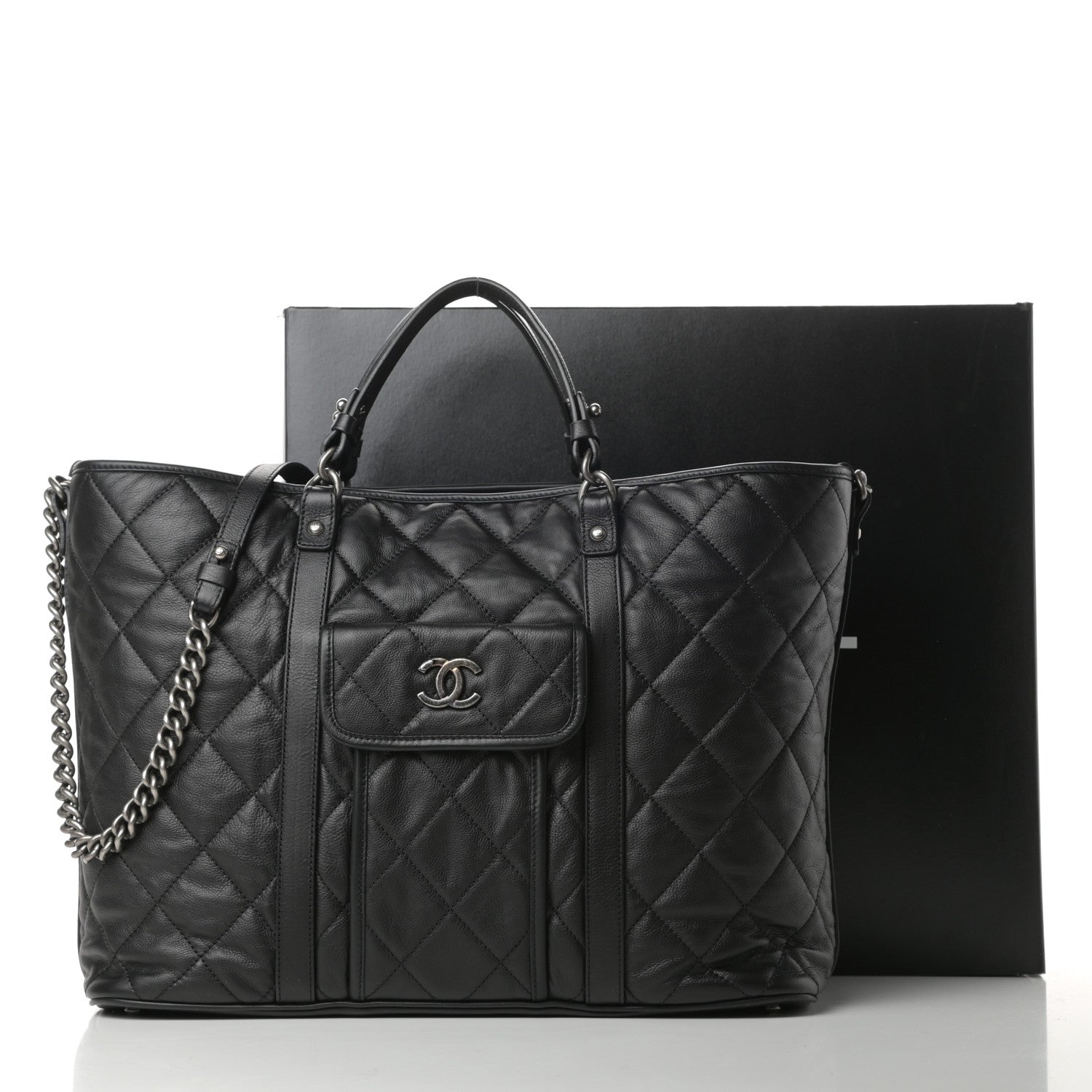 Chanel Calfskin Quilted Casual Riviera Tote Black 12 of 12