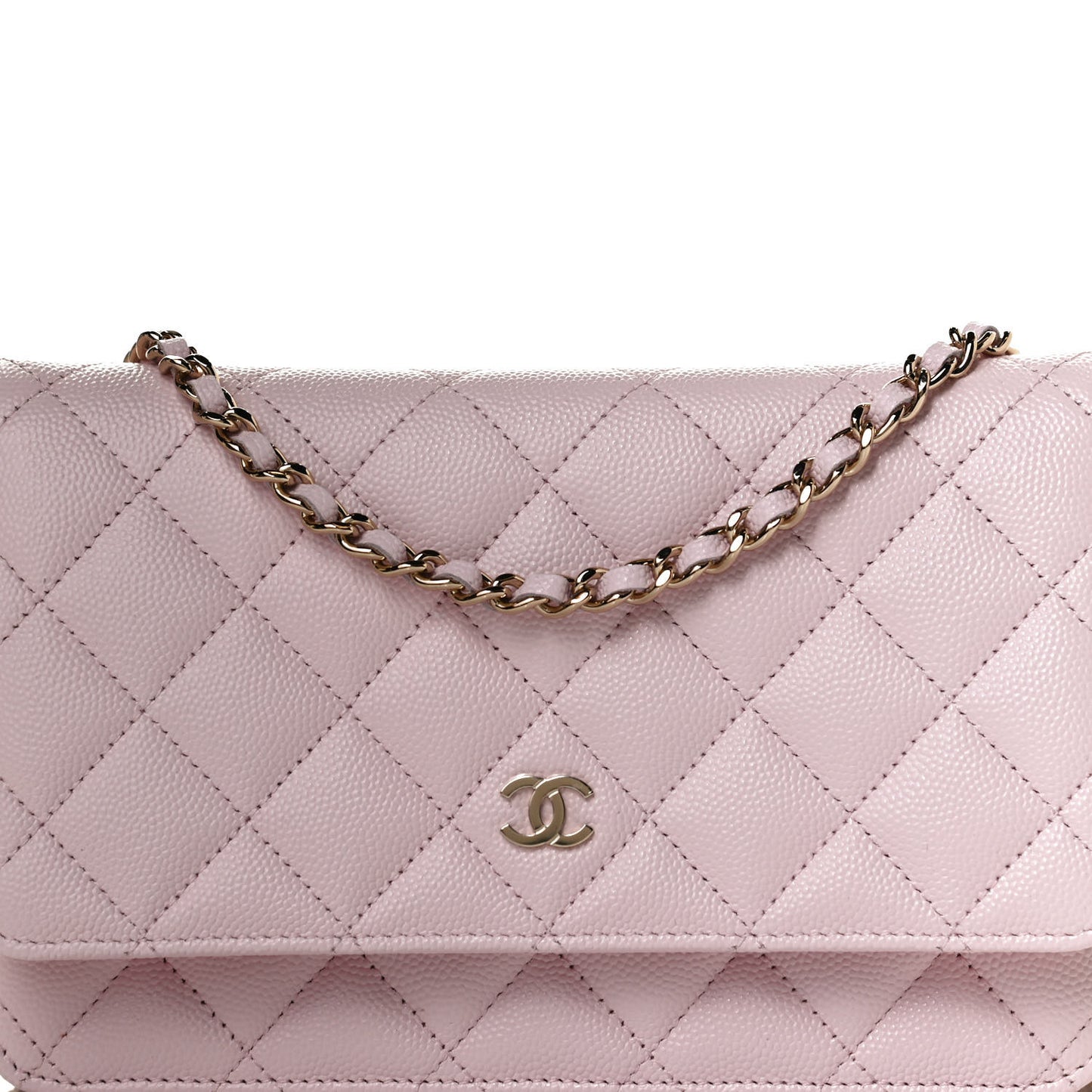 Caviar Quilted Wallet On Chain WOC Light Pink