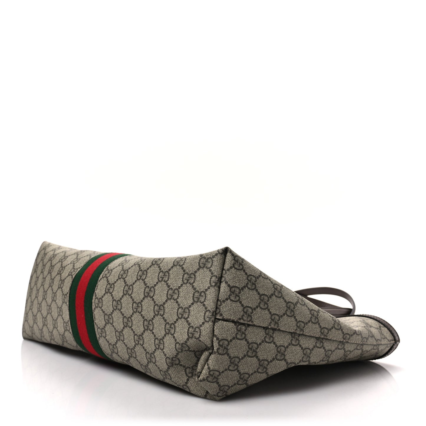 GG Supreme Monogram Textured Calfskin Web Medium Ophidia Shopping Tote Beige Ebony New Acero