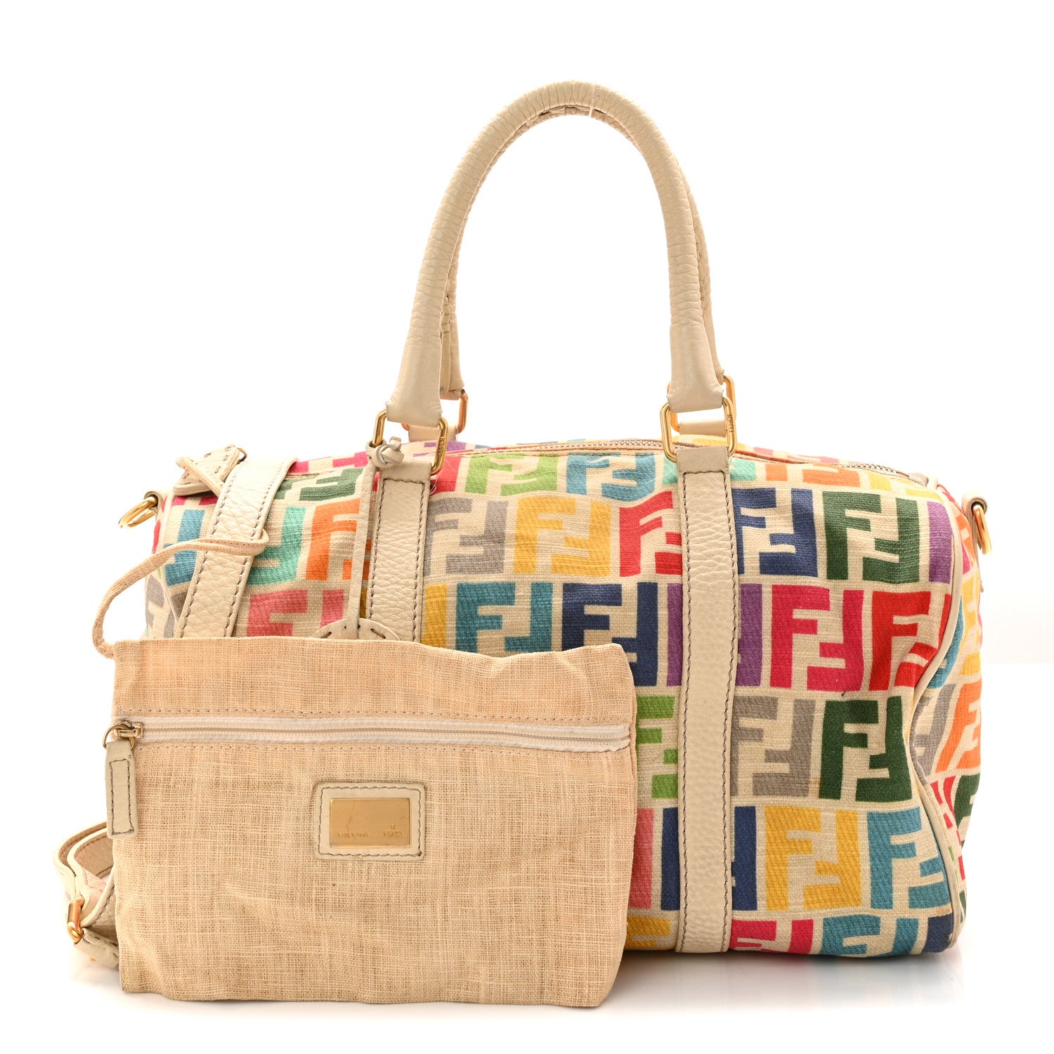 Fendi Zucca Spalmati Vitello Medium FF Multicolor Boston White
