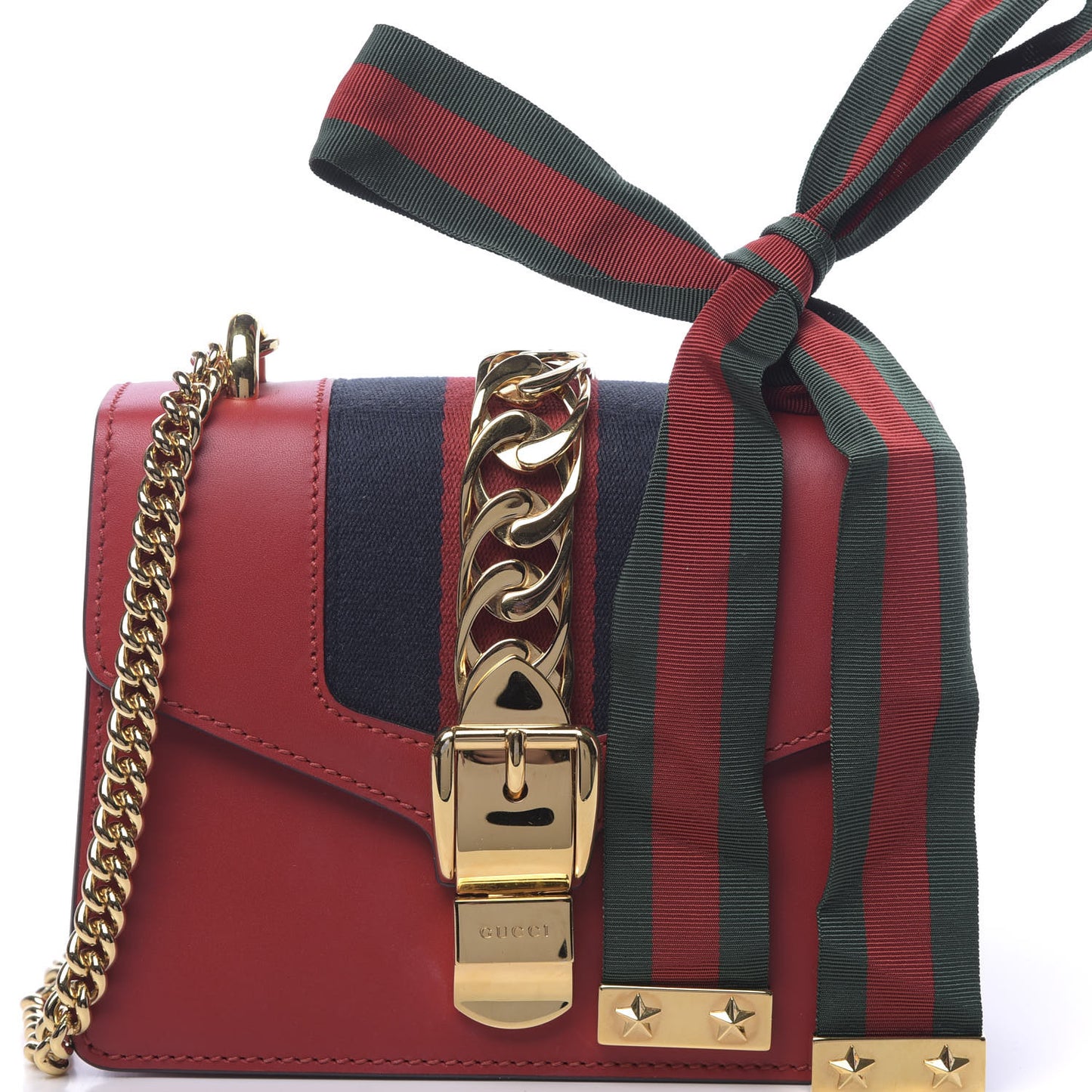 Calfskin Mini Sylvie Chain Shoulder Bag Hibiscus Red