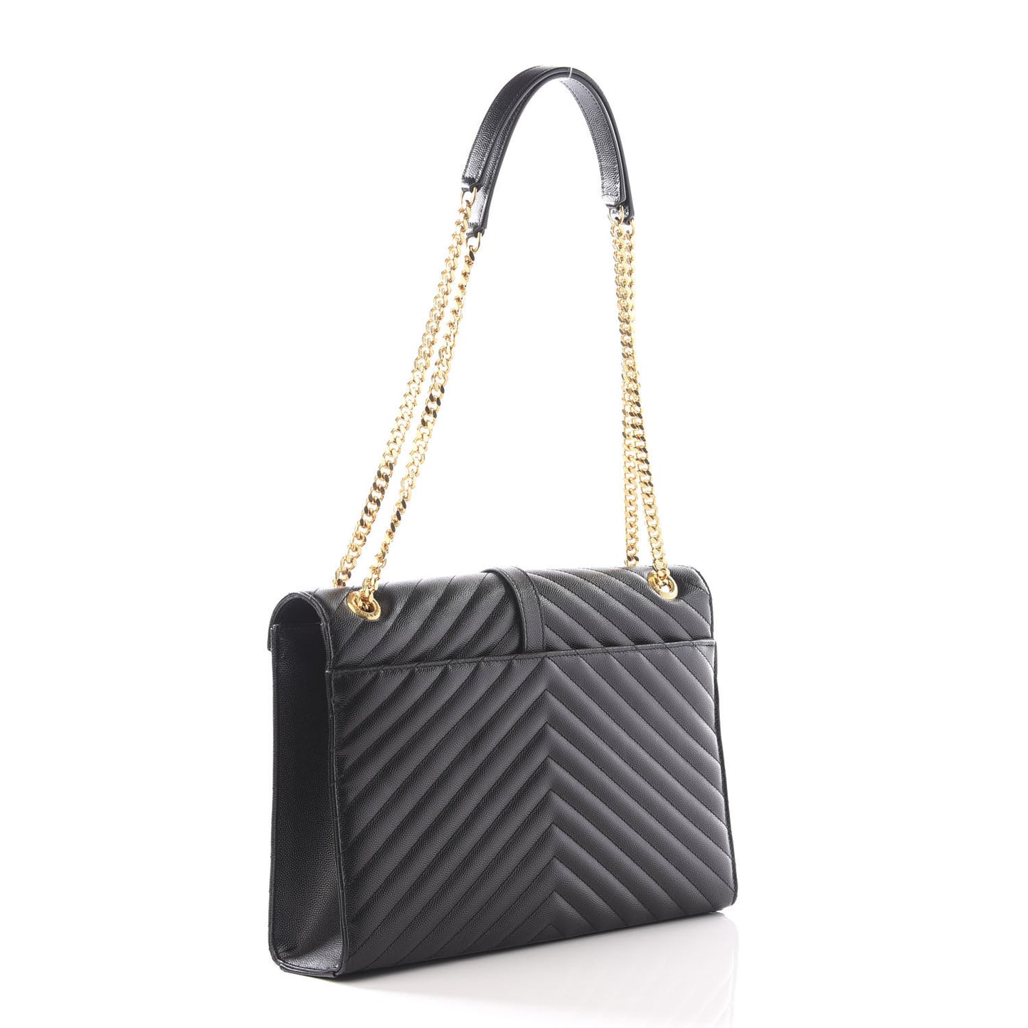 Grain De Poudre Matelasse Chevron Large Monogram Satchel Black