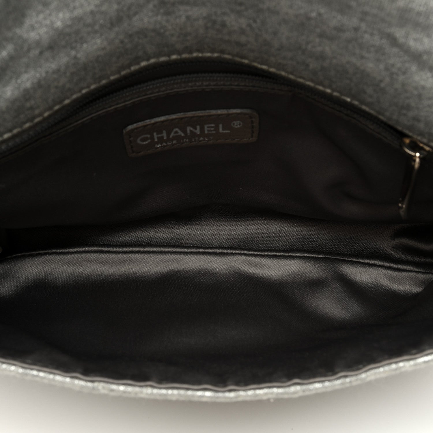 Chanel Metallic Jersey Quilted Medium Single Flap Grey 5 of 10
