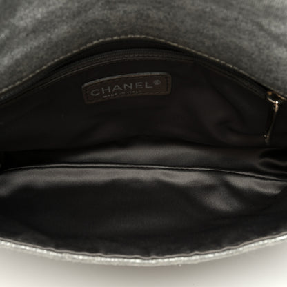Chanel Metallic Jersey Quilted Medium Single Flap Grey 5 of 10