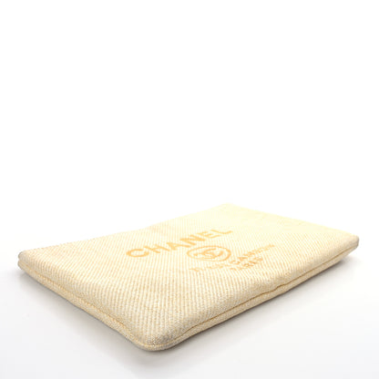 Chanel Woven Raffia Large Deauville Pouch White 4 of 10
