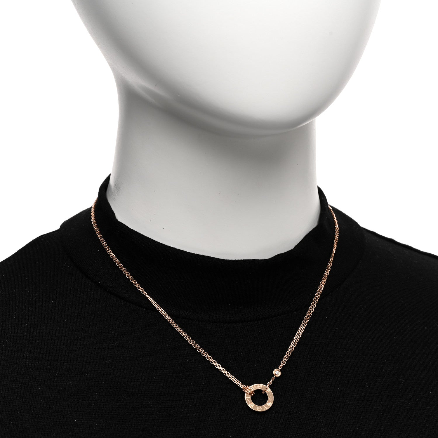 Cartier 18K Pink Gold 2 Diamond LOVE Necklace 2 of 4