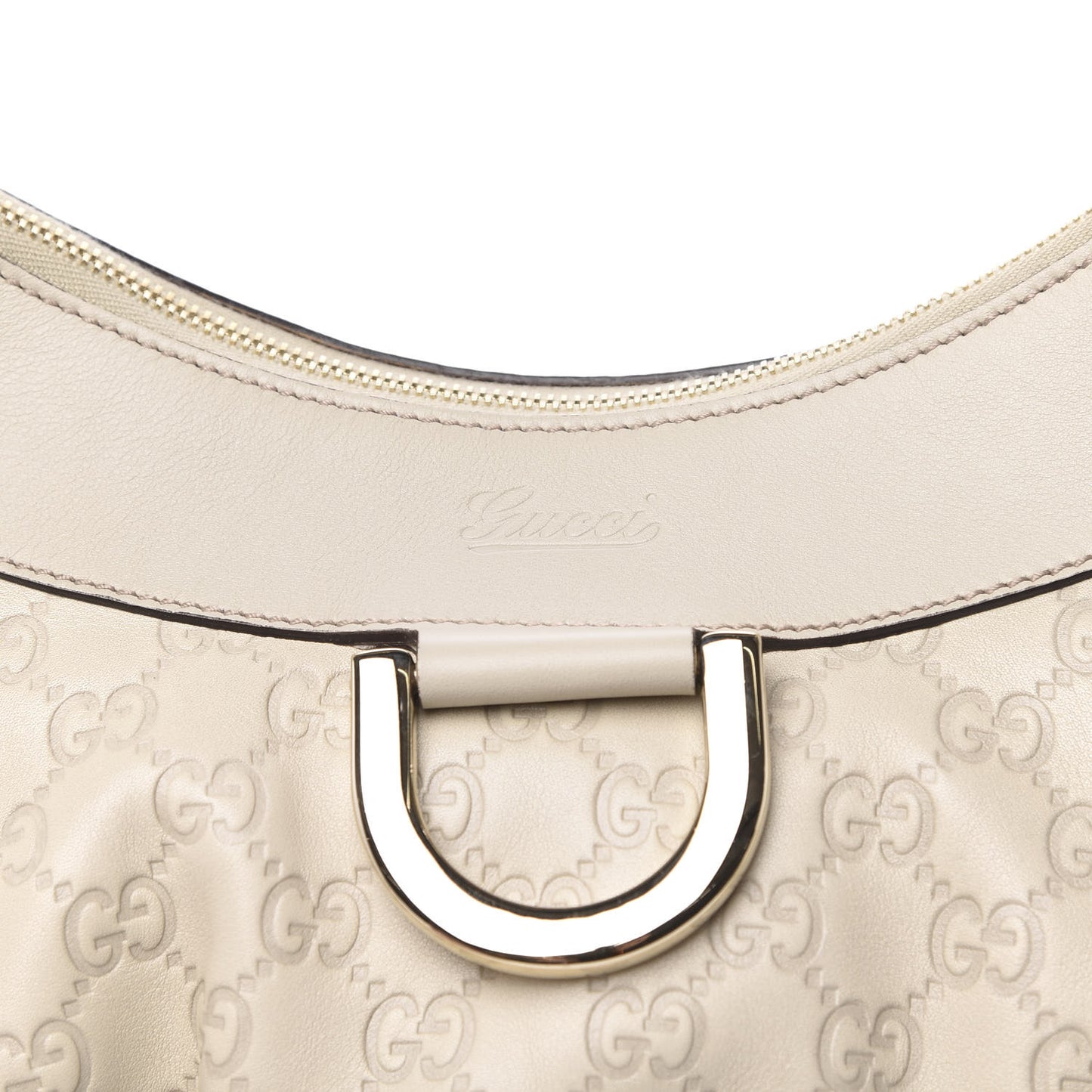 Guccissima Large D Gold Ring Hobo Off White