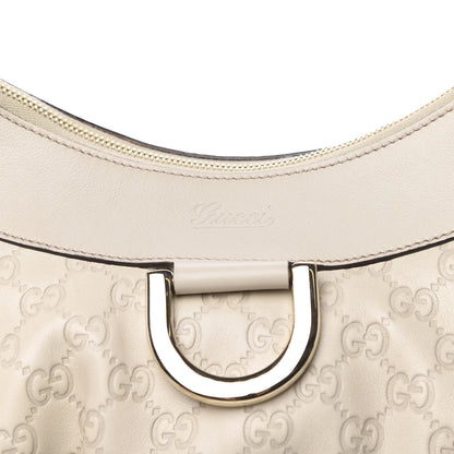 Gucci Guccissima Large D Gold Ring Hobo Off White 10 of 10