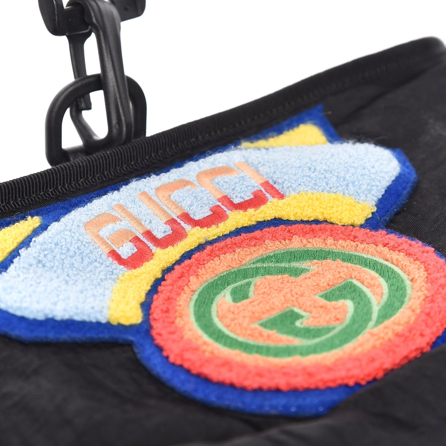 Nylon 80s Logo Patch Belt Bag Black