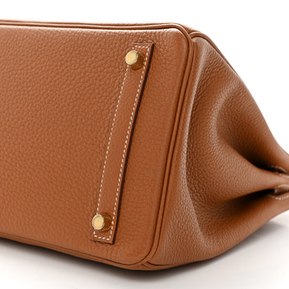Hermes Togo Horseshoe Birkin 30 Gold Vermillion 10 of 15