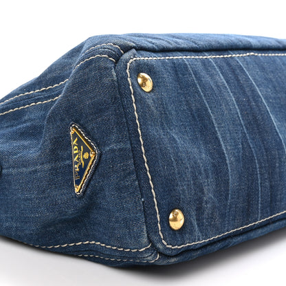 Prada Denim Large Logo Shopping Tote 8 of 9