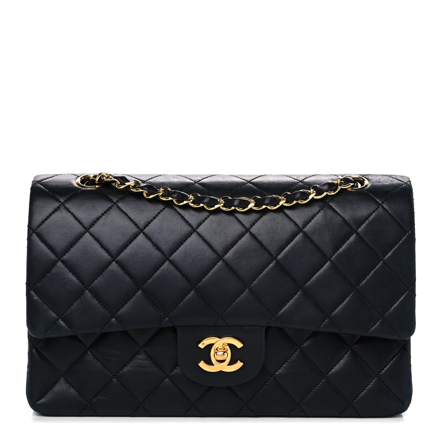 Lambskin Quilted Small Double Flap Black