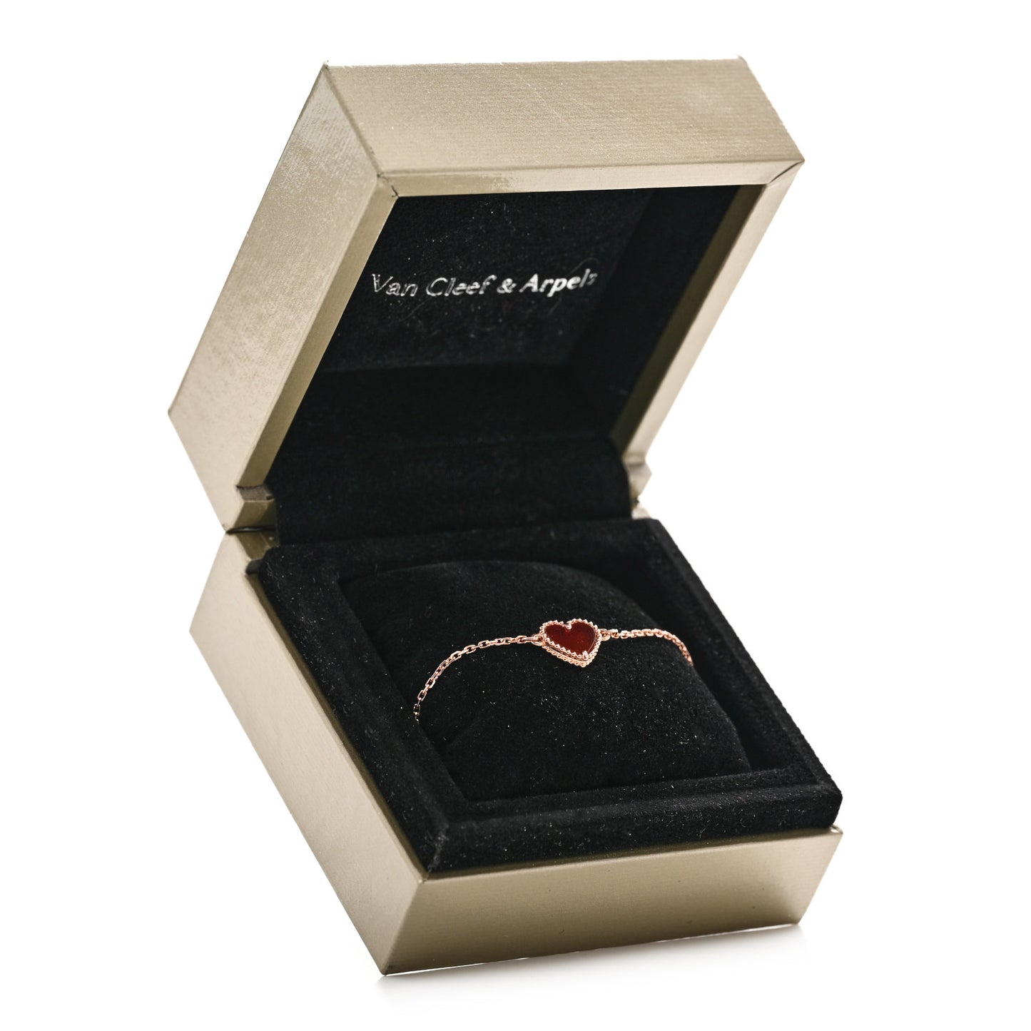 18K Rose Gold Carnelian Sweet Alhambra Heart Bracelet